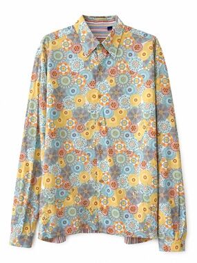 Robert Graham Geometric Medallion Print Flip Cuff Cotton Shirt 2XLT